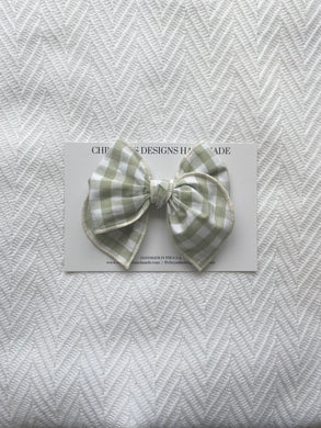 Spring green check fable bow
