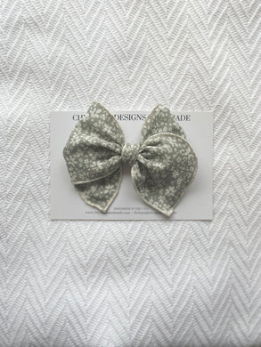 Sage floral fable bow