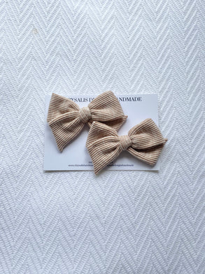 Nude rib knit classic hand tied bow