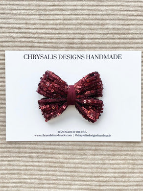 Burgundy mini sparkle bow