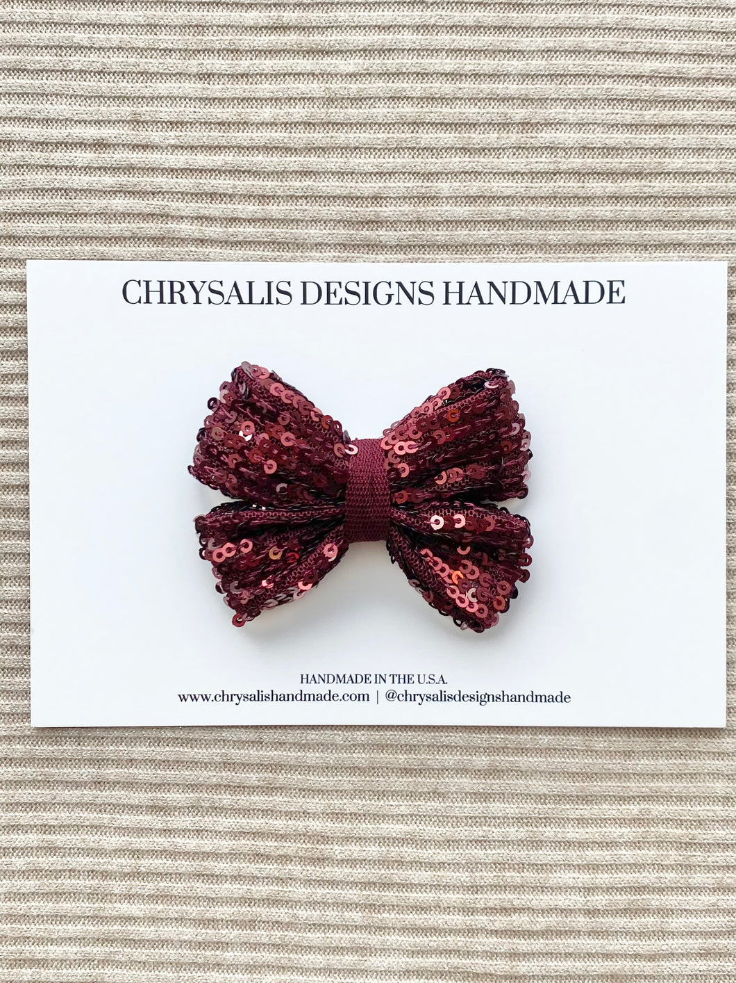 Burgundy mini sparkle bow