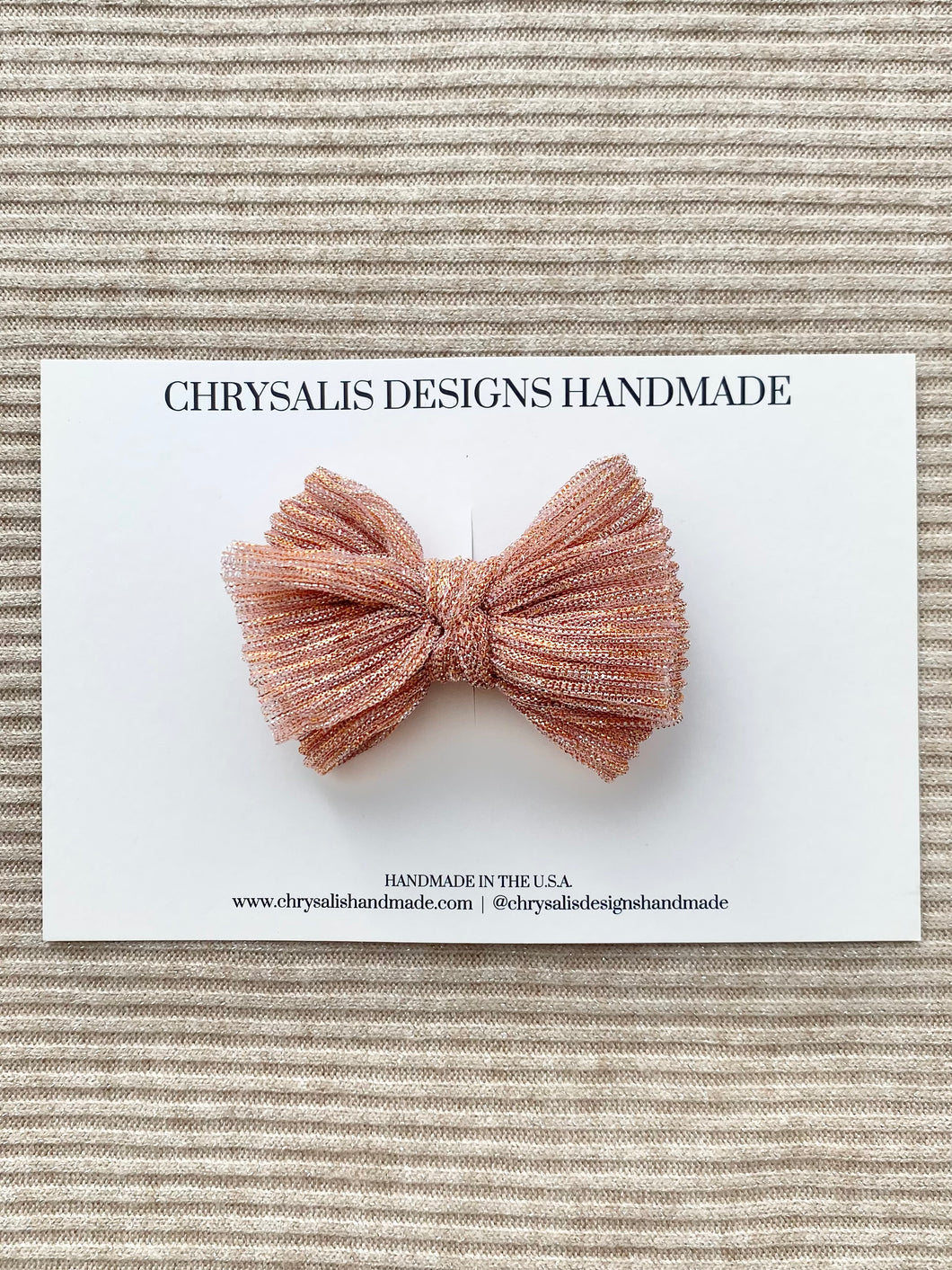 Blush mini sparkle bow