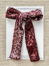 Load image into Gallery viewer, Burgundy sparkle long tail classic bow