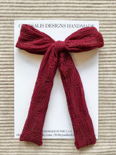 Load image into Gallery viewer, Burgundy lace long tail classic bow