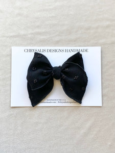 Black Swiss dot fable bow