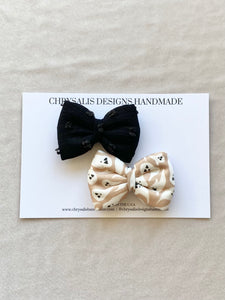 Swiss dot and ghosts petite bowties set