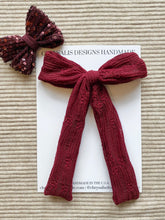 Load image into Gallery viewer, Burgundy lace long tail classic bow