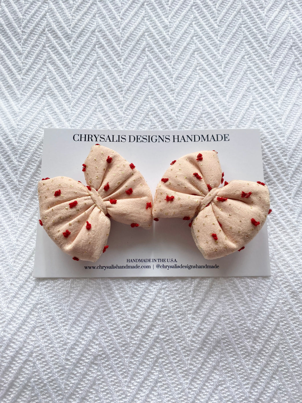 Red dot chunky bowties pigtail set