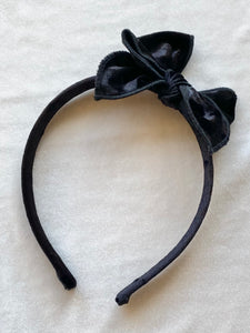 Black velvet bow headband